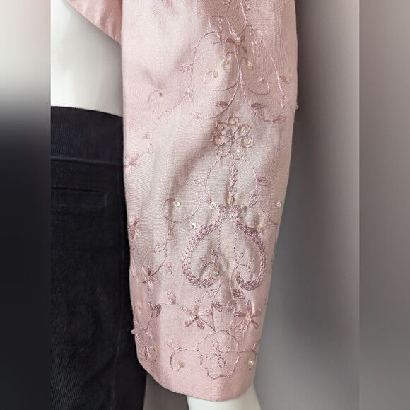 Light Pink Silk blend Bolero beaded sleeves Talbots size 12 - Picture 5 of 8
